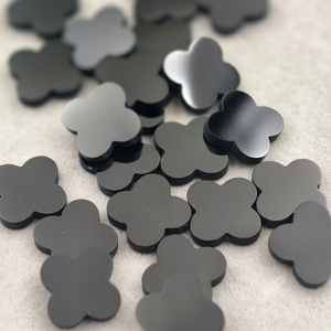 Natural Green Agate Chalcedony <strong>Jade</strong> <strong>Stone</strong> Four Leaf Clover Ring and Bracelet <strong>Black</strong> Onyx Loose Gemstones - Product Image 2