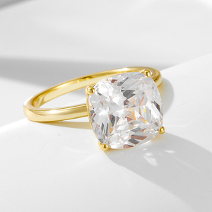 Bộ nhẫn trang sức cao cấp bán buôn, nhẫn bạc 925 mạ vàng 14k, đính đá zircon lớn, nhẫn đính hôn/cưới dành cho nữ - Product Image 3