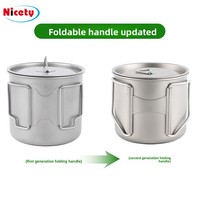 Tasse en titane écologique pour l'extérieur, bouteille d'eau de camping, mug en titane pur, équipement de boisson pour la randonnée, ustensiles de cuisine de voyage, couvercle pliable