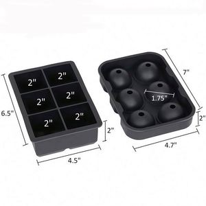 Ensemble de moules à glaçons en silicone sans BPA, moule à glaçons sphériques en silicone 6 sphères et plateau à glaçons carrés en silicone 6 compartiments - Product Image 2