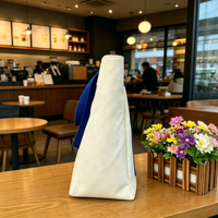 Sac fourre-tout en toile crème SYNCWAY avec logo personnalisé, poche bleu roi, grand sac à main multi-poches pour le travail et le café