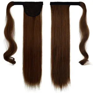 Factory Long Straight Synthetic Hair Ponytail Fashion Hair 24 Inch 60cm Long Magic Paste Synthetic hair ponytail extension