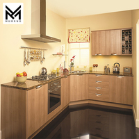 Meubles de cuisine en bois Pvc moderne personnalisé E1 Standard italien préfabriqués de luxe Membrane Pvc armoires de cuisine