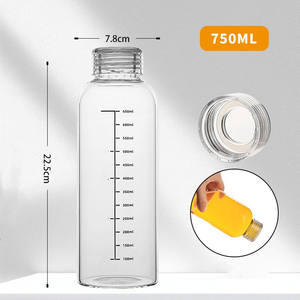 Bouteilles d'eau avec couvercles, bouteilles d'eau en verre transparentes modernes et simples, gobelets en verre <span class=keywords><strong>de</strong></span> 17 oz pour jus, bureaux, gymnases, cafés, promotion <span class=keywords><strong>de</strong></span> la salle <span class=keywords><strong>de</strong></span> sport - Product Image 2