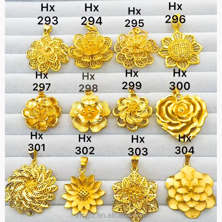 จี้ดอกไม้ทองขายส่งเครื่องประดับทองเครื่องประดับทองคำ24K ประดับอัญมณี