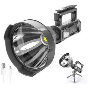 Lampe torche LED de recherche à grande tête, super lumineuse, rechargeable par USB, étanche, haute puissance, pour extérieur et urgence, vente en gros - Product Image 1