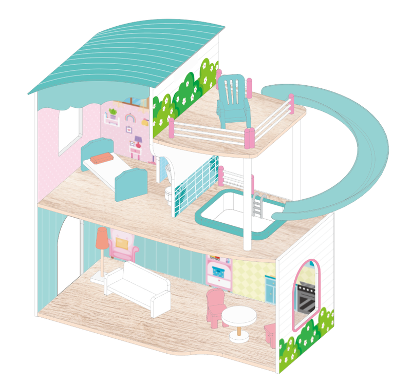 Large Doll House Kit Toys Pretend