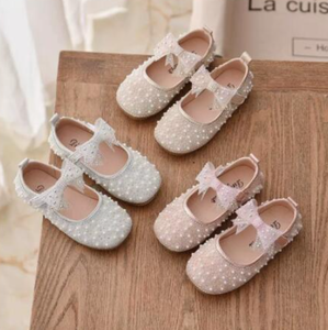 Nouvelle arrivée, belle robe en perles pour enfants, chaussures souples en PU pour filles, style princesse - Product Image 2