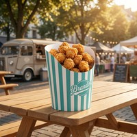 Gobelets en papier inclinés personnalisés avec logo imprimé, bord plat déroulé, résistants à la graisse, pour frites, vente en gros, directement de l'usine