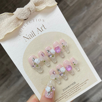 Lot de 10 faux ongles carrés à presser, couvrance totale, en PMMA, design français, options de longueurs multiples, application facile, kit de nail art