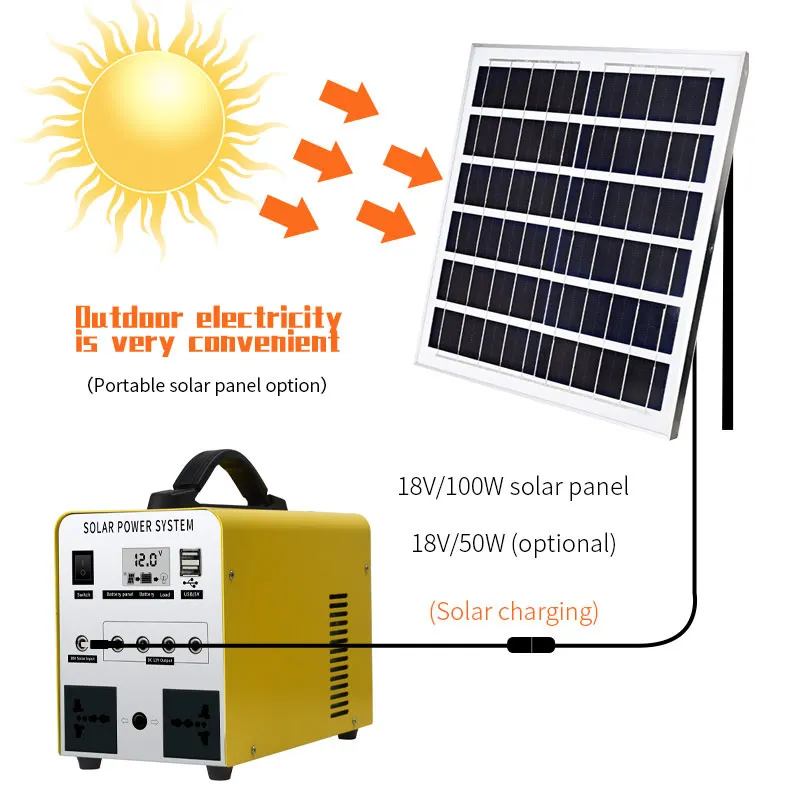Batterie solaire Portable en plein air, hors réseau, Camping, maison, batterie au Lithium, Mini, 300W, 12v, 20a, batterie externe avec lumière LED