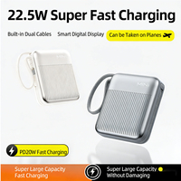 Power Bank Mini Kapasitas Tinggi 20000mAh Tahan Air Kabel Terintegrasi Pengisian Cepat Desain Ultra Tipis Layar LED 22.5W Laris Terjual