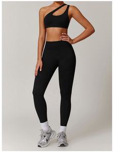 Asymétrique pour femmes pour soutien-gorge de sport ensembles d'entraînement de gymnastique sans couture amovible rembourré solide Fitness soutien-gorge respirant extensible dans les quatre sens - Product Image 3