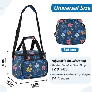 Hot Sale Custom Hibiscus Hawaiian Print Large Capacity <b>Waterproof</b> Nylon Fabric Insulated Cooler Bags Thermal Lunch <b>Box</b> for Adult - Product Image 2