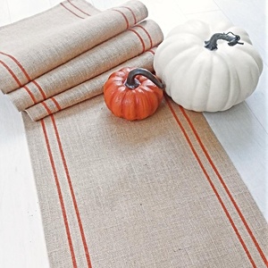 ผ้าปูโต๊ะลินินลายทางสีเบจส้มแบบเรียบง่าย ซักได้ ตกแต่งบ้าน - Product Image 1