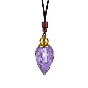 Pendentif Goutte d'Eau en Cristal Violet, Breloque Améthyste, Flacon Diffuseur d'Huiles Essentielles Portable - Product Image 1