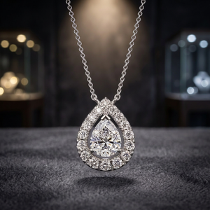 Collier en diamant naturel taille poire suspendu (Cadeau exclusif haut de gamme pour femme) - Product Image 3