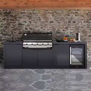 Parrilla de <span class=keywords><strong>cocina</strong></span> al aire libre Juego de horno de pizza Muebles de jardín de acero inoxidable negro Esquina Barbacoa Gabinete de <span class=keywords><strong>cocina</strong></span> Sinkdump Car - Product Image 3