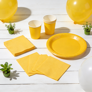 ชุดอุปกรณ์จัดงานเลี้ยงสีพื้น DAMAI ชุดจานชามกระดาษสีพื้นแบบใช้แล้วทิ้ง ขนาด 7 นิ้ว 9 นิ้ว พร้อมถ้วยกระดาษและผ้าเช็ดปาก - Product Image 3