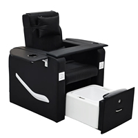 Fauteuil de pédicure spa noir de luxe avec massage électrique et table pliable, porte-gobelet pour salon de manucure et pédicure
