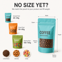 Logo personnalisé à bas quantité minimale de commande Sac alimentaire résistant Pochette debout Sac d'emballage alimentaire en plastique Sac en mylar holographique biodégradable avec fenêtre