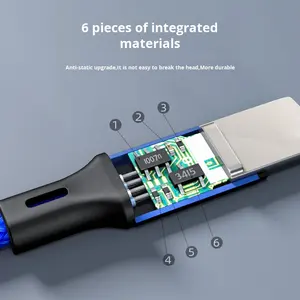 Type-C un à trois câble de données tressé en nylon tête C trois-en-un synchrone charge rapide 3A paquet de boîte pour la vente en gros - Product Image 3