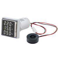 Voltmeter Digital 22mm tiga fase, pengukur arus tegangan Ammeter