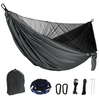 Hamac de camping double avec moustiquaire, hamac portable en nylon parachute pour la randonnée en plein air, les voyages et les loisirs en jardin