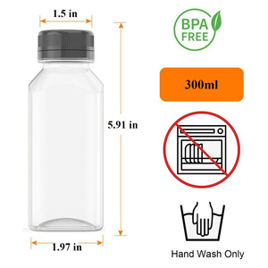 8oz 12oz Empty <b>Plastic</b> Juice Bottles With <b>Caps</b> Reusable Transparent Bulk Beverage Containers With Black Tamper Evident Lids - Product Image 2