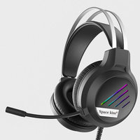 Casque de jeu USB filaire M19 Casque supra-auriculaire à suppression de bruit avec lumière LED et microphone