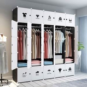 <span class=keywords><strong>Armario</strong></span> de Plástico Moderno para Ropa, Mueble de Dormitorio de 3 Columnas y 12 Puertas con Adhesivos - Product Image 3