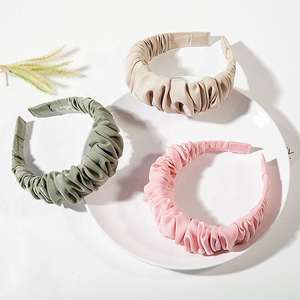 JIRIS 2022 नई फैशन कस्टम हेडबैंड डिजाइनर सिर वाइड शिकन Hairband महिलाओं लड़कियों देवियों प्रसिद्ध ब्रांडों के लिए शुद्ध रंग - Product Image 2