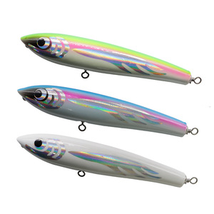 Leurre de pêche en bois, leurre popper en bois fait à la main, appâts en bois, matériel de pêche en mer pour la pêche au bar rayé, au thon, à la pêche au gros gibier - Product Image 3