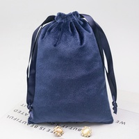 Sacs de voyage miniatures en velours, jetables, recyclables, taille personnalisable, haut de gamme, bleus, avec cordon de serrage, pour téléphone portable et bijoux, vente en gros