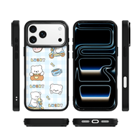 Coque de téléphone AG Feeling Black Edge avec motif ours scooter doré pour iPhone 17, 17 Pro Max, 16 Pro, 15, 15 Pro Max – Coque magnétique