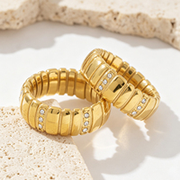 Bagues en barre plaquées or 14 carats avec zircons alternés, bijoux fins personnalisés, bagues de fiançailles pour femmes, en argent S925, inaltérables, cadeau