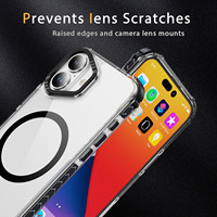 Cadre entièrement enveloppé Crystal Transparent TPU + PC Magnetic Strong Protection Case pour IP16 17 ou version ultérieure