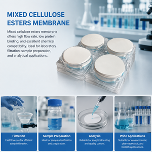 Membrane filtrante MCE Degao 25 mm à faible adsorption des protéines, taille de pores uniforme, pour la filtration en laboratoire, les solvants, les environnements biopharmaceutiques. - Product Image 2