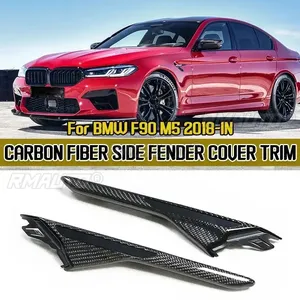 2 pièces de garnitures de remplacement en fibre de carbone pour les caches d'aération latéraux BMW F90 M5 2018-IN, garniture de couvercle de prise d'air latérale, pièce extérieure automobile - Product Image 1