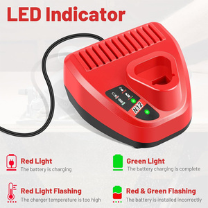 Cargador de Escritorio N12 12V 1.5A para Batería de Herramienta Eléctrica con Protección Contra Sobrecarga, Modelo Rojo ABS - Product Image 2