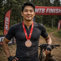 Médaille de finisseur VTT personnalisée en alliage de zinc or rose, ronde, pour course cycliste, tournoi sportif, récompense souvenir OEM