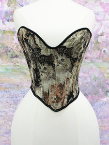 Haut court bustier corset push-up en jean rétro vintage victorien respirant pour femme - Product Image 1
