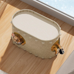Stevige Eco-vriendelijke Polyester Kattenbedholte, Krasbestendig, Opvouwbaar, <span class=keywords><strong>Tunnel</strong></span>, Slaap-/Speelplek voor Meerdere Grote Katten tot 10 kg - Product Image 5