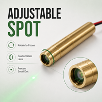 ZhonNa Nouveau Module Laser Vert 520nm 135mW à Ligne Micro-Pointe Longue Portée, Outil de Visée et de Positionnement à Mise au Point Réglable, Pièces d'Instrument