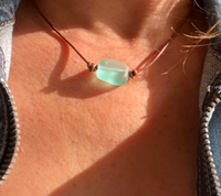 Zooying cuir collier ras du cou surfeur verre perles pierre collier pour femmes bijoux