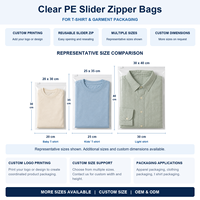 Sac refermable transparent en PE réutilisable, taille et logo personnalisés, pour l'emballage de t-shirts, ouverture facile, stockage pour vêtements