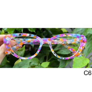 Phụ Nữ Của Phong Cách Mèo Hình Dạng Mắt Đầy Đủ Rim Acetate Kính Quang Học Kính Khung Đầy Màu Sắc Hoa Mô Hình Màu Hồng Màu Xanh Lá Cây Trang Trí - Product Image 4