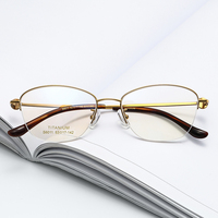 S6011 nouvelle monture de lunettes en titane pur avec incrustation de diamants Style rétro à la mode vente chaude lunettes Halfrim pour les femmes