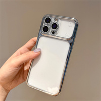 Coque de téléphone minimaliste avec cadre argenté électroplaqué brillant pour iPhone 18 17 Pro Max 16 15 14 13, étui de protection transparent en TPU mince