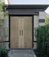 Porte en aluminium de style européen, médaillon floral argenté classique européen, double porte d'entrée de luxe, porte personnalisée sur mesure